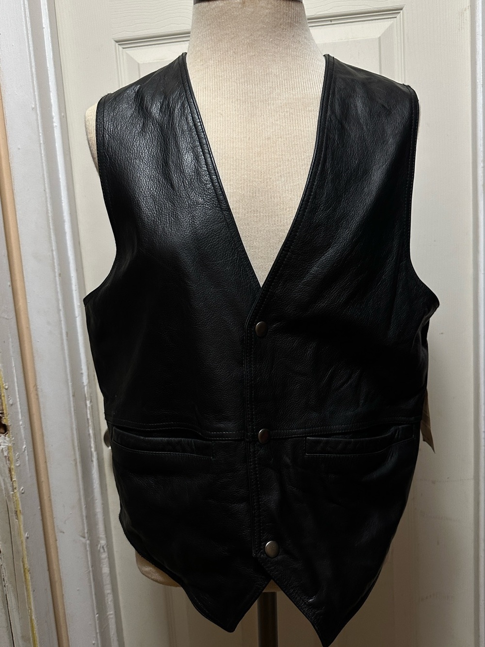 VTG Wilsons Leather Vest Deadstock NWT Black Biker Motorcycle Gilet  Sz S/M #589